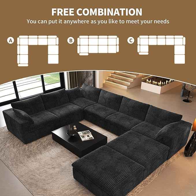 Oversized Modular Sectional Cloud Couch,157.5