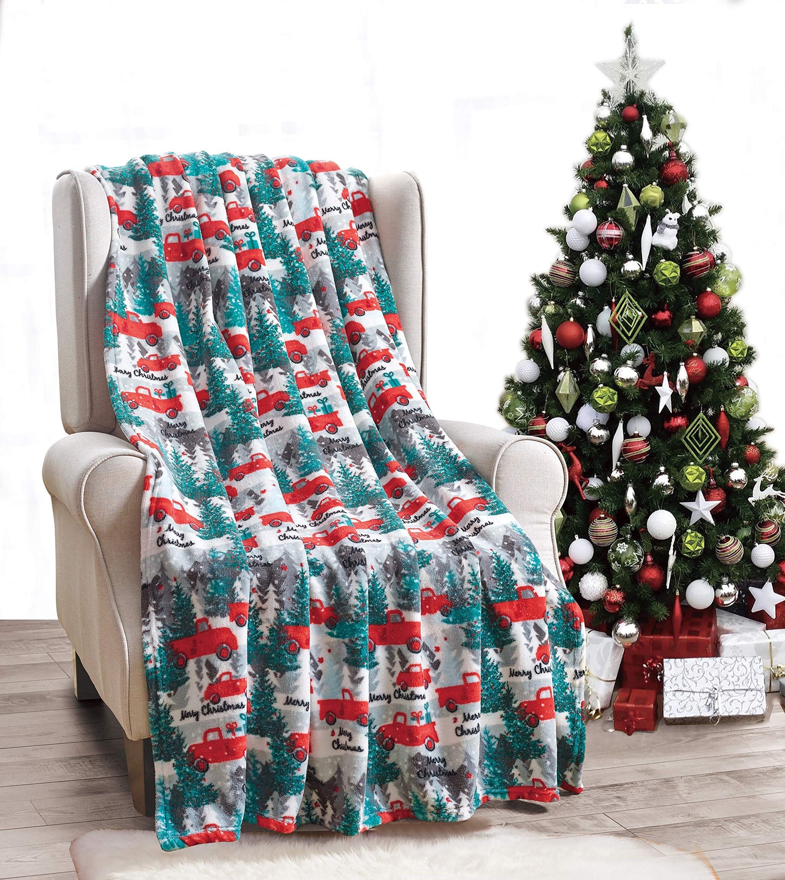 Decor & More Festive Holiday Microplush Throw Blanket (50