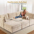 Modular Sectional Sofa with Chaise U Shaped Sectional Couch for Living Room, 8-Seater Comfy Cloud Couches with One Movable Ottoman, Plush Corduroy, Beige