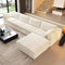 157.5" L Shaped Modern Sofa Modular Sectional Cloud Couch with Ottoman,Deep Seat Upholstered Couches with Corduroy Fabric for Living Room Furniture,Bedroom and Apartment,No Assembly Required,White