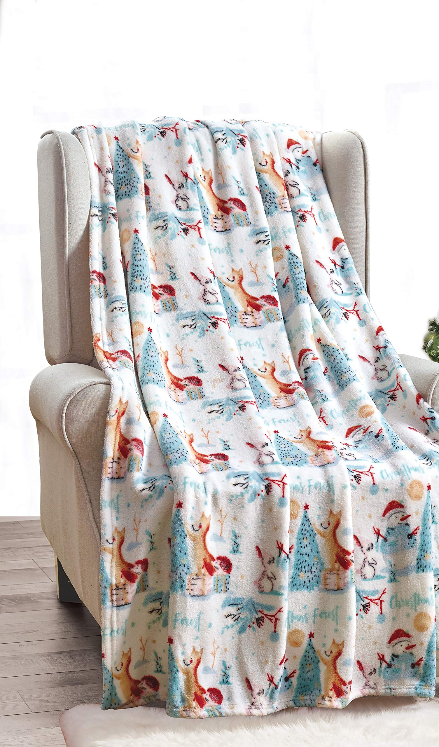 Decor & More Festive Holiday Microplush Throw Blanket (50