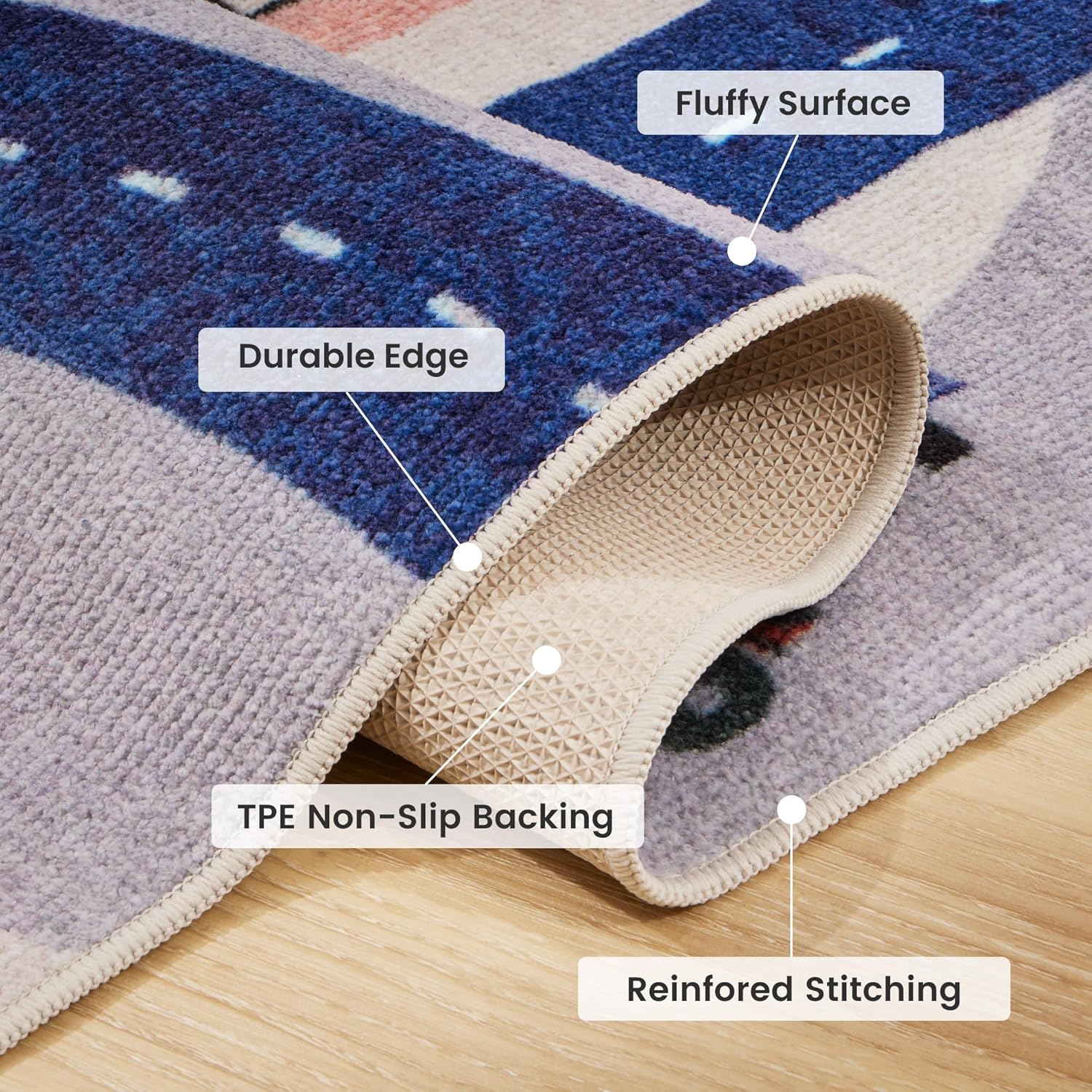 Kids Rugs for Playroom, Non Slip Area Rugs for Bedroom - City View