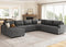 Nolany Dark Grey Corduroy U Shape Modular Sectional Couch with Storage Ottoman, 72.9"D x 128.5"W x 35"H, 6 Seater, Plush, Easy Assembly