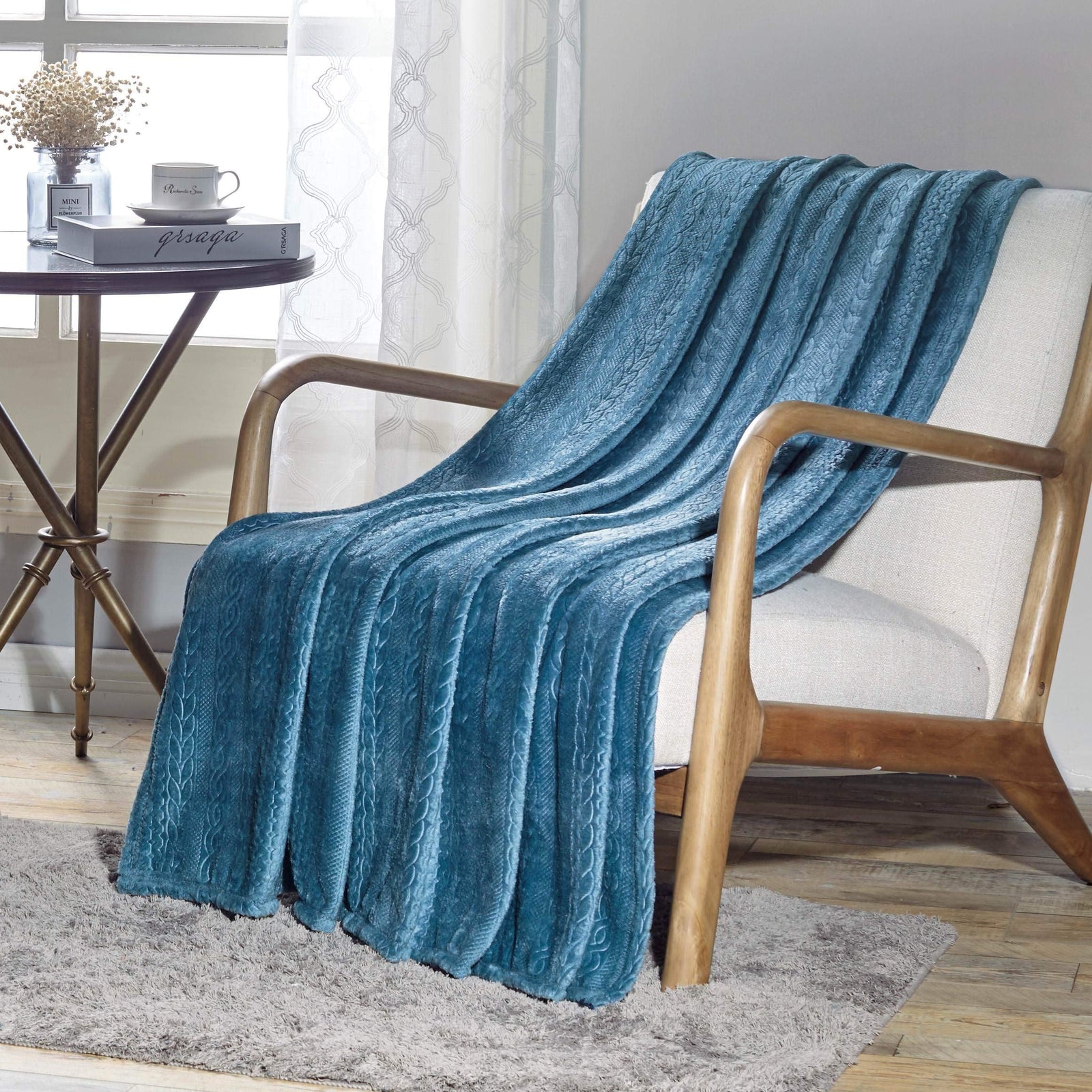 Decor & More Double Helix Embossed Ultra Lush Throw Blanket (50