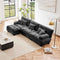 L Shaped Couch Sectional Couch, 3-Seater Cloud Couch Sectional Oversized Couch, Sofa Bed Couch with Round Bolster Armrests 5 Pillows, Modular Couch Home Sofa Living Room Couch(Gray)