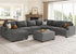 Nolany U Shape Oversized Corduroy Modular Sectional Sofa with Storage Ottoman, Dark Grey