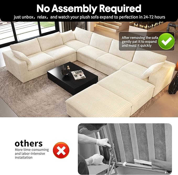 Oversized Modular Sectional Cloud Couch,157.5
