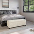 BELLEZE 47 Inch Storage Ottoman, Faux Leather Storage Bench Bedroom Bench with Safety Close Hinge, Ottoman with Storage for Living Room, Entryway, Hallway, Foot Rest, Support 300lbs - Cream
