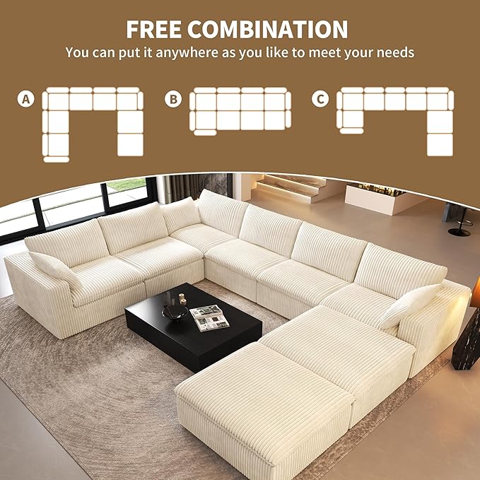 Oversized Modular Sectional Cloud Couch,157.5