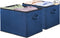 SIMPLE HOUSEWARE 15 x 13 Inch Collapsible Fabric Storage Bin with Handles, 2 Pack, Steel Blue