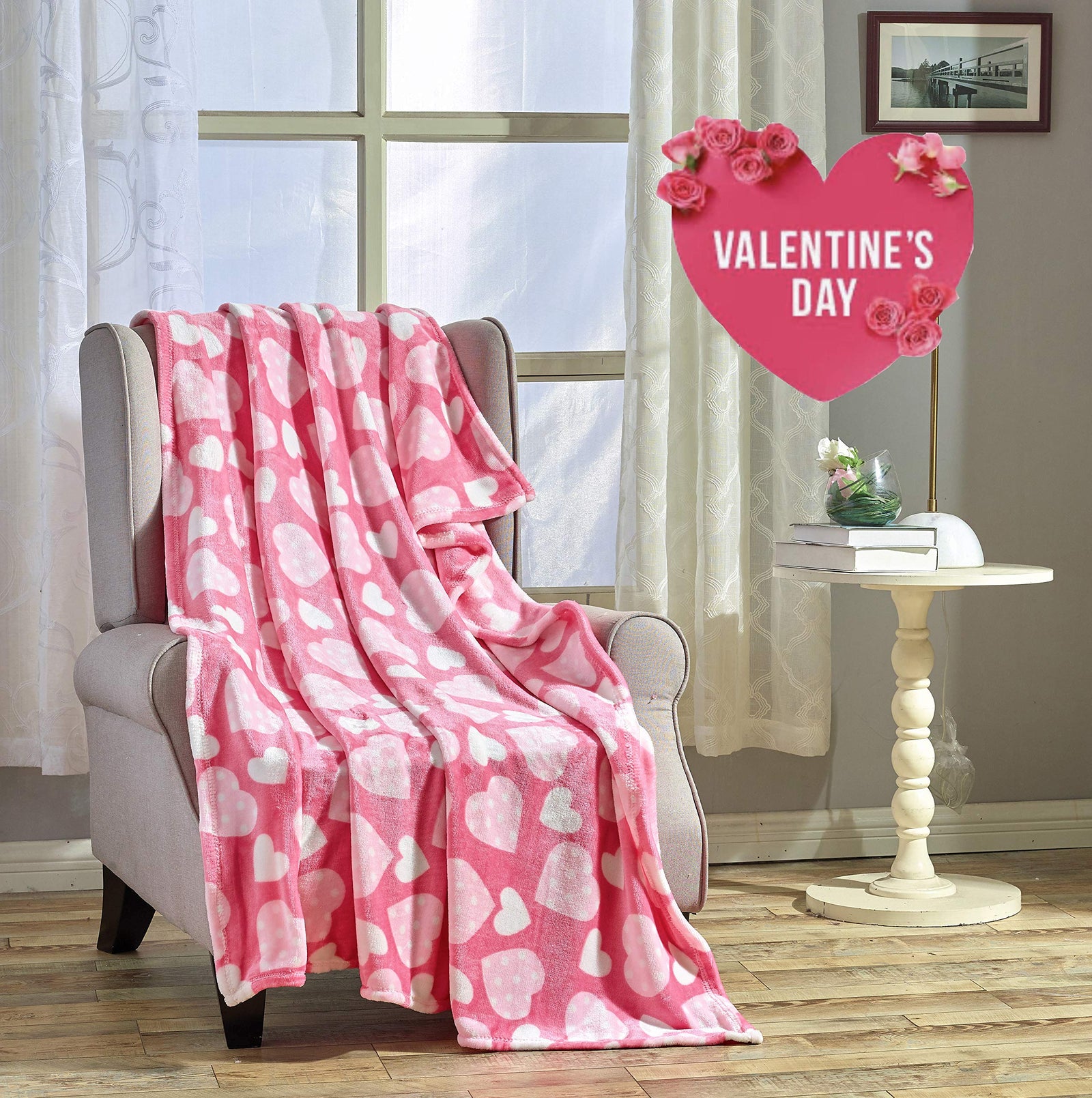 Decor & More Amor Eterno Be Mine Love Collection Valentine's Day Heart Ultra Plush Throw Blanket (50