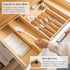 Premium Silverware, Flatware and Utensil Organizer for Kitchen Drawers, Food-Safe Contract Grade, Expandable from 14 to 25 In, Natural Bamboo