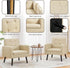 Yaheetech Mid-Century Accent Chairs, PU Leather Modern Upholstered Living Room Chair, Cozy Armchair Button Tufted Back and Wood Legs for Bedroom/Office/Cafe Beige 2PCS
