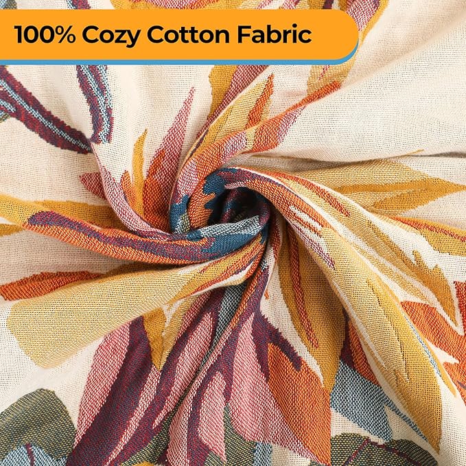 Boho Throw Blanket for Bed,100% Cotton Breathable Muslin Soft Throw, Fall Bed Throw Blanket Floral Bird Butterfly Printed Decor Large Blankets,80