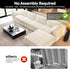 157.5" L Shaped Modern Sofa Modular Sectional Cloud Couch with Ottoman,Deep Seat Upholstered Couches with Corduroy Fabric for Living Room Furniture,Bedroom and Apartment,No Assembly Required,White
