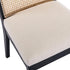 VESCASA Upholstered Dining Chairs with Square Rattan Back, Armless Padded Linen Cushion Dining Chairs with Wood Legs for Dining Room, Kitchen, Set of 6, Black Frame