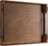 Axeman Wooden Serving Tray with Metal Handles|Ottoman Tray for Breakfast, Bed, Couch|17x13in Ash Wood Coffee Table Trays|Food Drinks Decorative Storage Boards for Ottoman Kitchen, Walnut