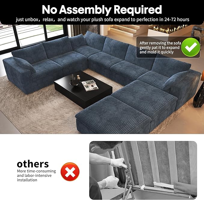 Oversized Modular Sectional Cloud Couch,157.5