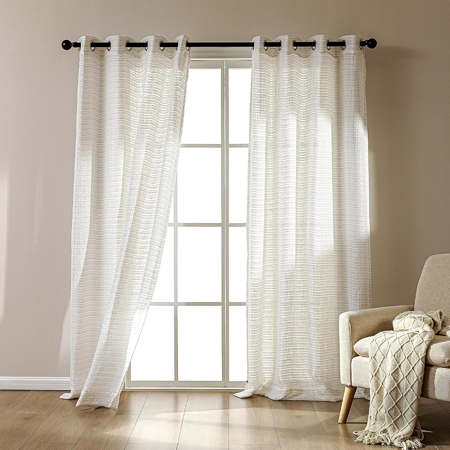 Sheer Curtains 2-Piece Set for Living Room/Bedroom