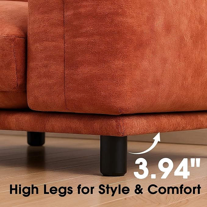smilesun Modern Minimalist Chenille Modular Sectional Sofa, Oversized Couch and Loveseat Set with Thick Cushions, Upholstered Sofa for Living Room, Bedroom, Office, Apartment(Orange,136