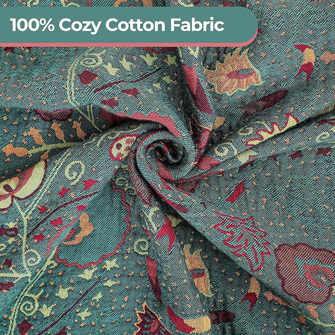 Boho Fall Throw Blanket for Bed，100% Ultra Cotton Soft Breathable Bed Throw Floral Printed Farmhouse Decor Rustic Bed Throws for Couch Sofa Quilt 90