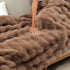 RYNGHIPY Faux Rabbit Fur Throw Blanket Ruched Plush Fuzzy Blanket for Couch Bed Sofa Heavy Warm Comfy Throws for Living Room Bedroom Machine Washable (Solid Brown, 51''x63'')