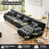 Modern L-Shaped Couch, 4-Seater Cloud Couch, Oversized Loveseat Sectional Sofa, Chenille Fabric, Grey