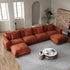 Modern Minimalist Chenille Modular Sectional Sofa, Oversized U-Shaped Couch with Movable Ottoman, Thick Cushions, Upholstered Sofa for Living Room, Bedroom, Office, Apartment Orange 2 Ottoman