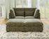 Oversized Modular Sofa, Extra Deep Cloud Chenille Sectional Couch with Ottoman Chaise, Fluffy Chenille 2 Seater Sofa Bed for Living Room, Villa (Sofa Bed 4 Seater, Chenille Green)