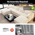 157.5" U Shaped Modern Sofa Modular Sectional Cloud Couch with 2 Ottoman,Deep Seat Upholstered Couches with Corduroy Fabric for Living Room Furniture,Bedroom and Apartment,No Assembly Required,White