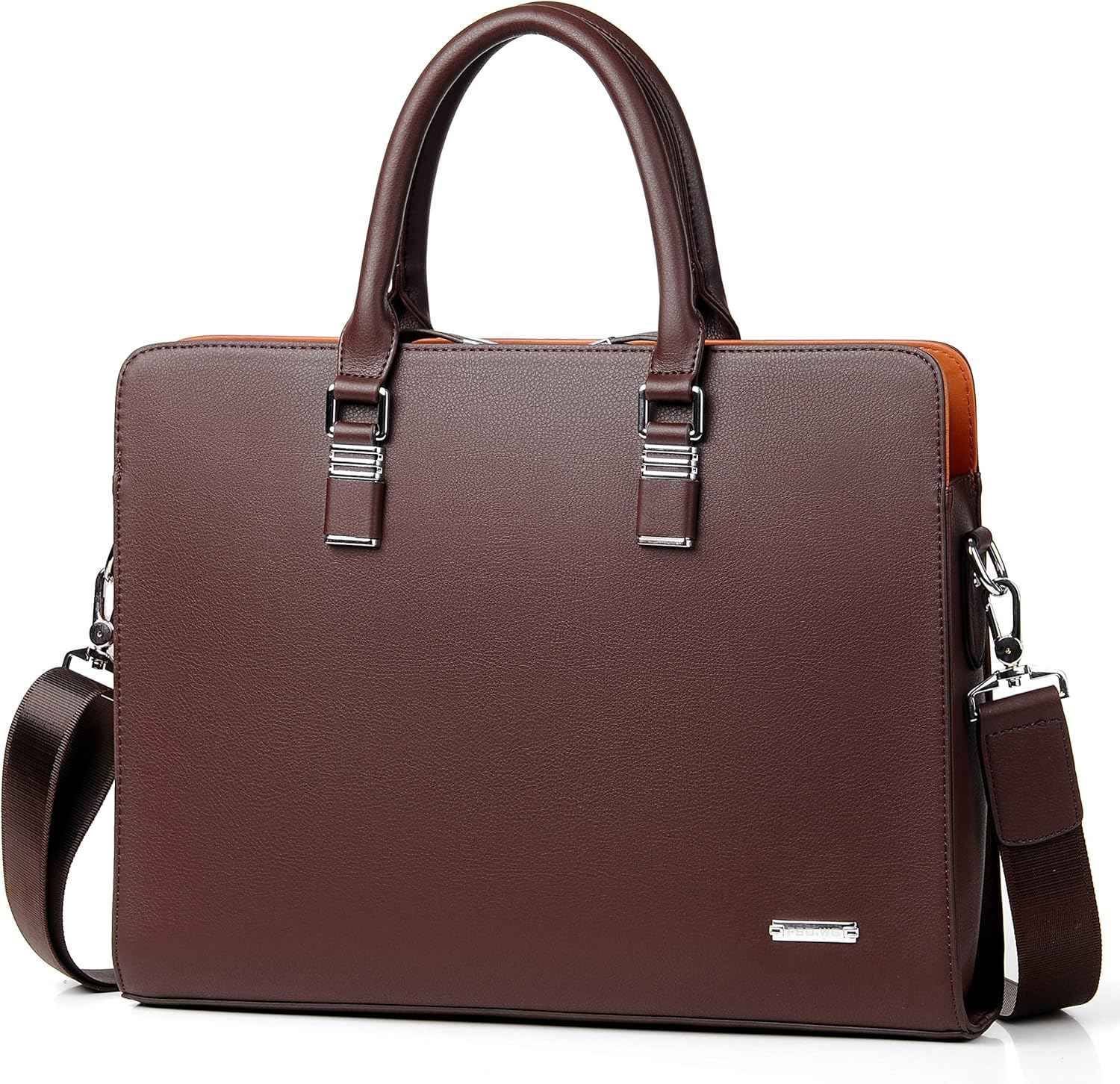 Genuine Leather Business Briefcase 15.6 Inch Laptop Bag Multi Compartment