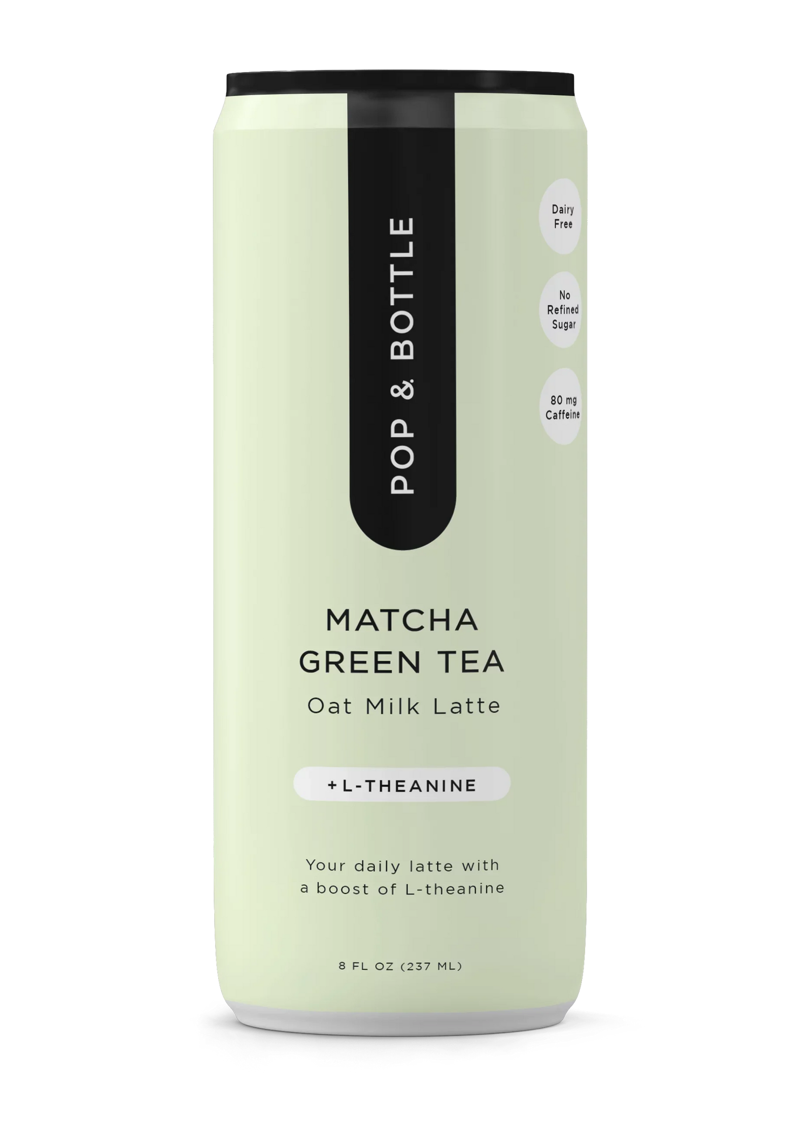 Pop & Bottle Green Tea Matcha Latte - Pack of 12, 8 Fl Oz Each