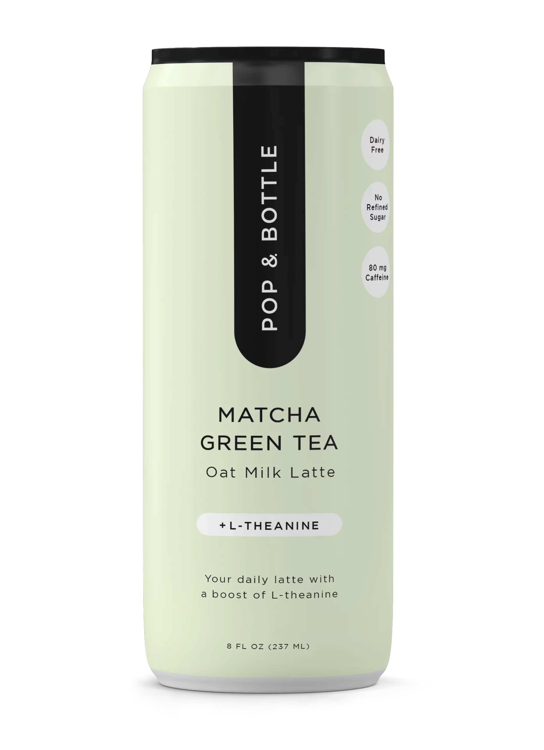 Pop & Bottle Green Tea Matcha Latte - Pack of 12, 8 Fl Oz Each