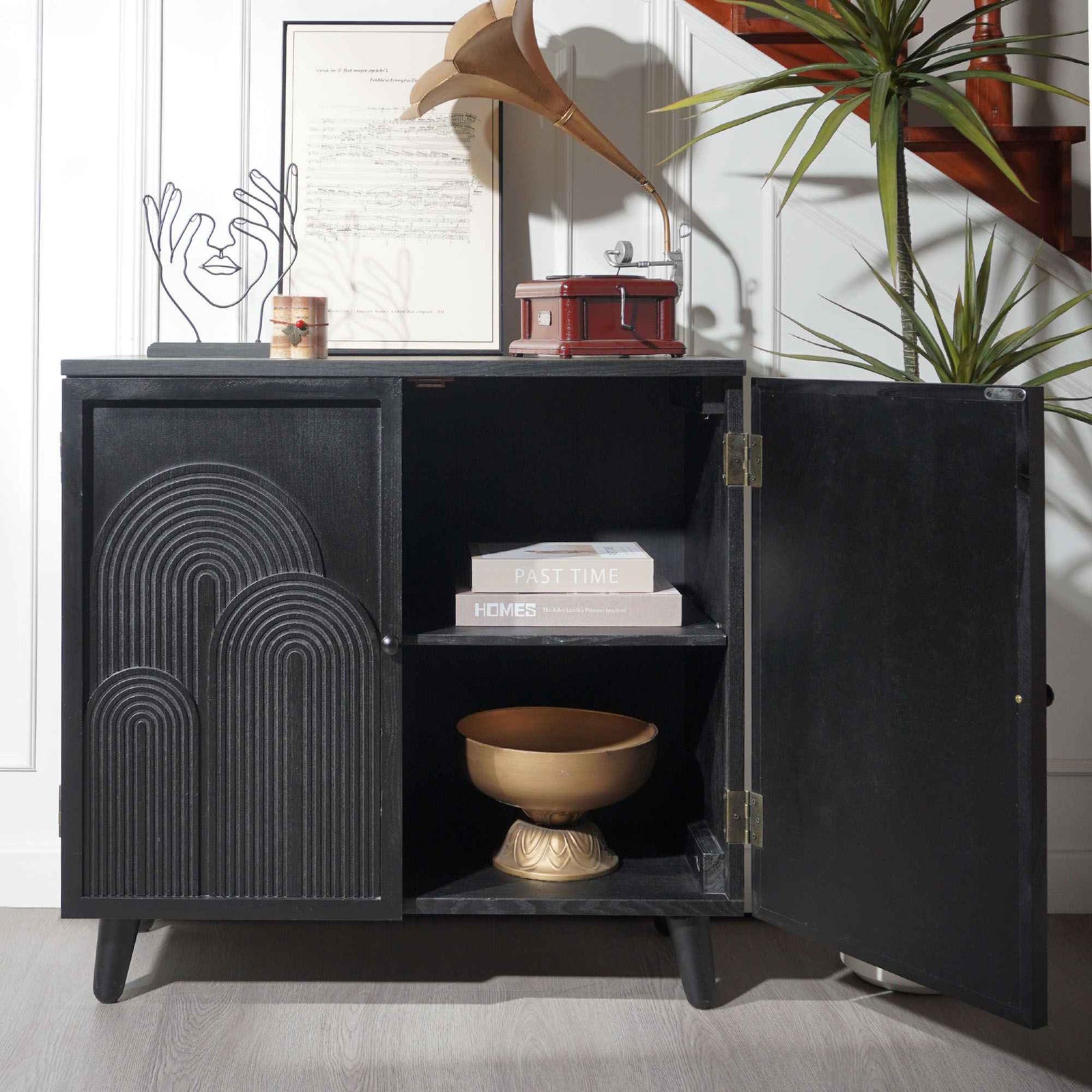 2 Door Accent Cabinet Storage Cabinet With Adjustable Shelf - Black