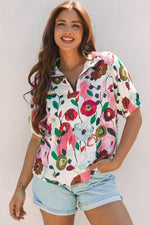 Adele Floral Slit V Neck Blouse