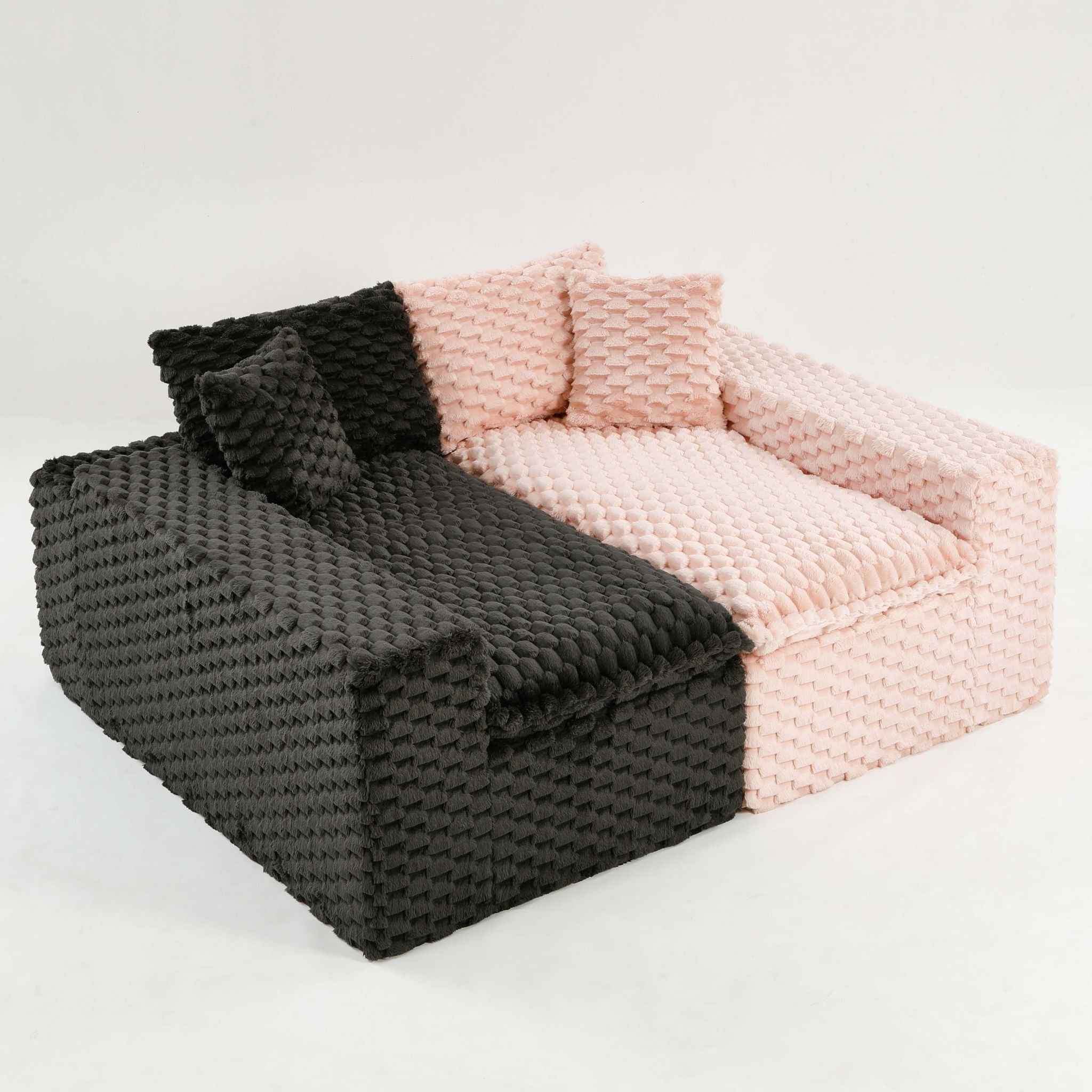 Multifunctional Sofa Pink Black, Fits 4 People