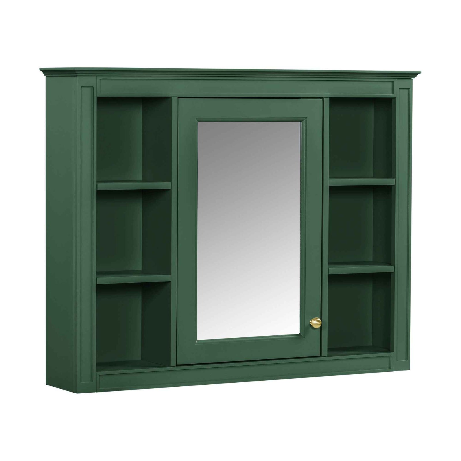 Wall Mounted Medicine Cabinet With Mirror, Storage Cabinet Featuring 6 Open Shelves And Adjustable Interior