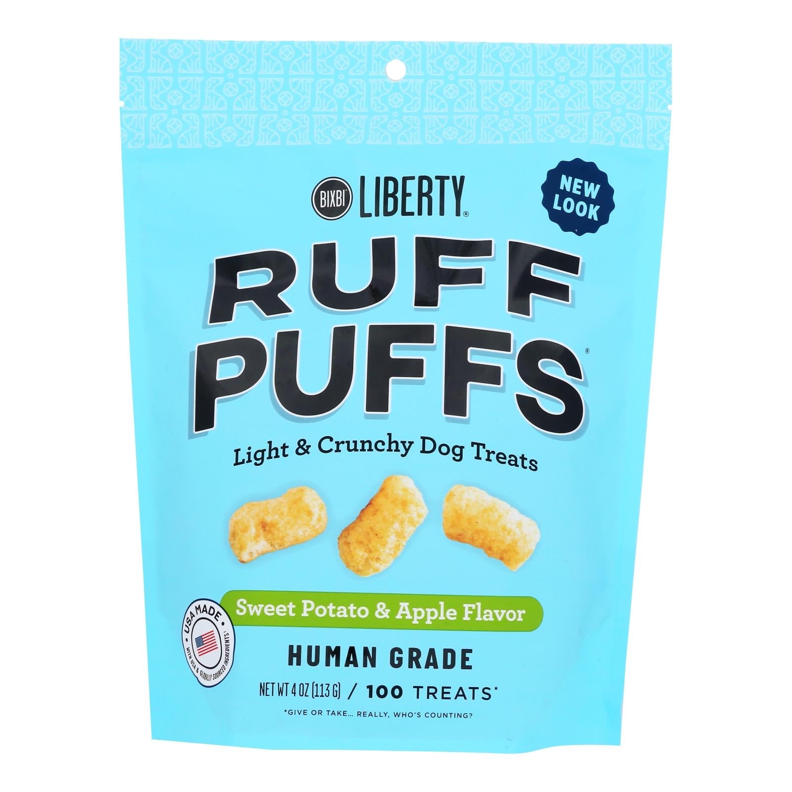 Bixbi Ruff Puffs: Sweet Potato & Apple Delicacy (Pack of 8 - 4 Oz.)
