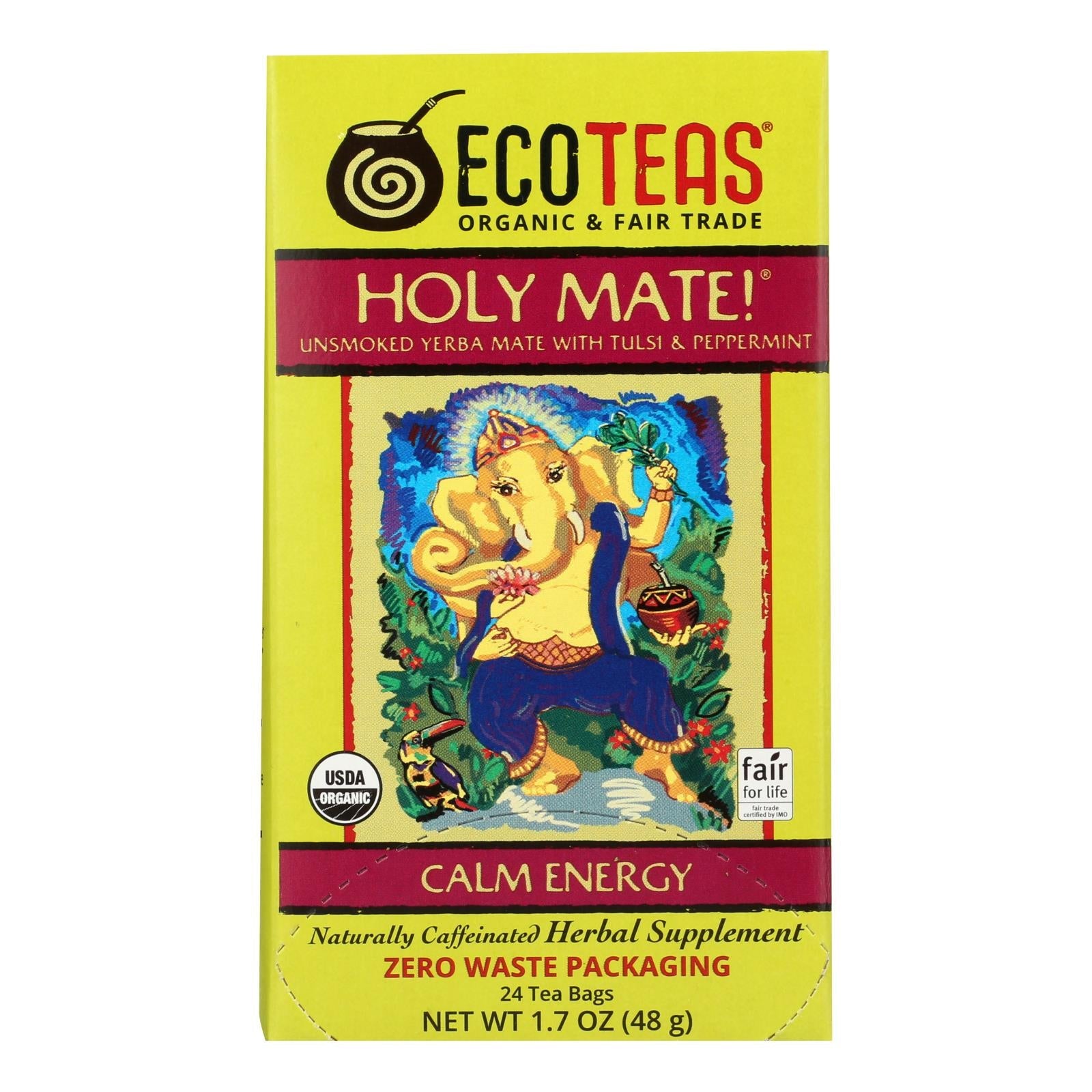 Ecoteas Holy Mate! Premium Energy Tea Bags (6 Pack) - 24 Total Tea Bags
