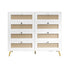 8 Drawers Chest Of Drawers With Rattan Drawer Face Golden Legs And Handles - White