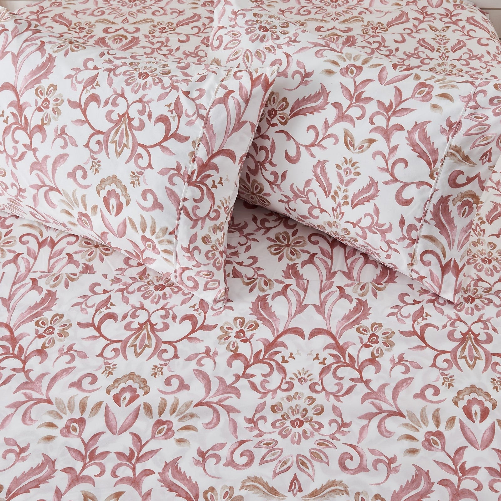 4 Piece Watercolor Floral Microfiber Sheet - Delia Collection