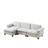 L Shape Living Room Sofa with Ottoman in Soft Chenille Beige