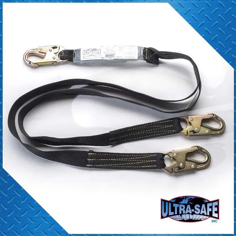 1 3/4” x 6’ Shock Absorbing Kevlar® Y-Lanyard with Double Locking Hooks Each End and 100% Tie-Off | 96516KY