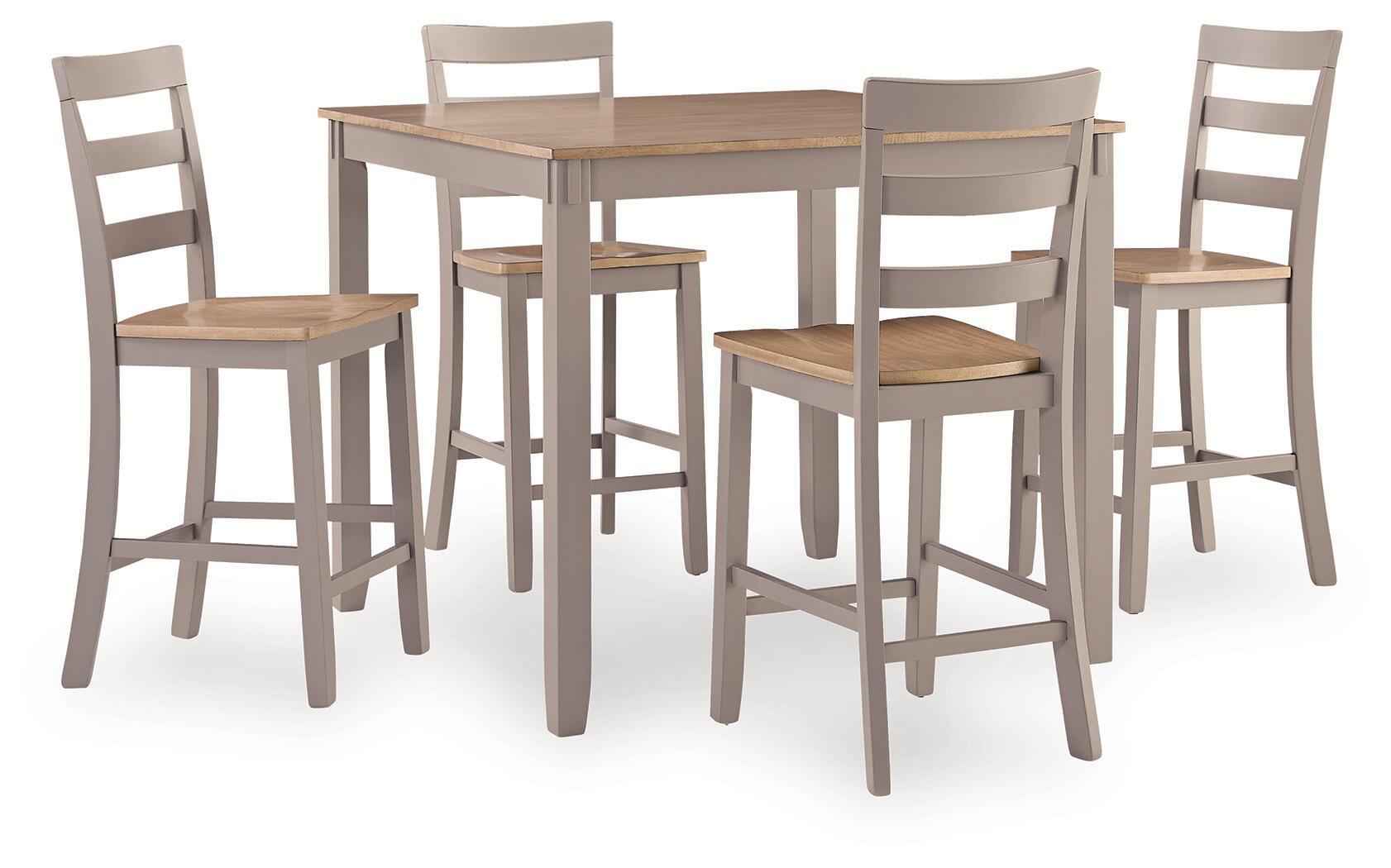Harperfeld - Dining Room Counter Table Set (Set of 5) - Natural / Gray