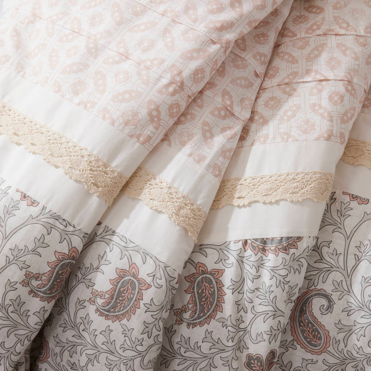 9 Piece Cotton Percale Comforter Set Blush
