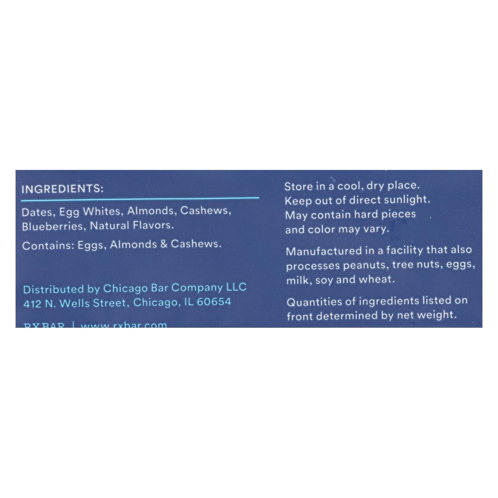 Rxbar Blueberry Protein Bar - 1.83 Oz. Case of 12