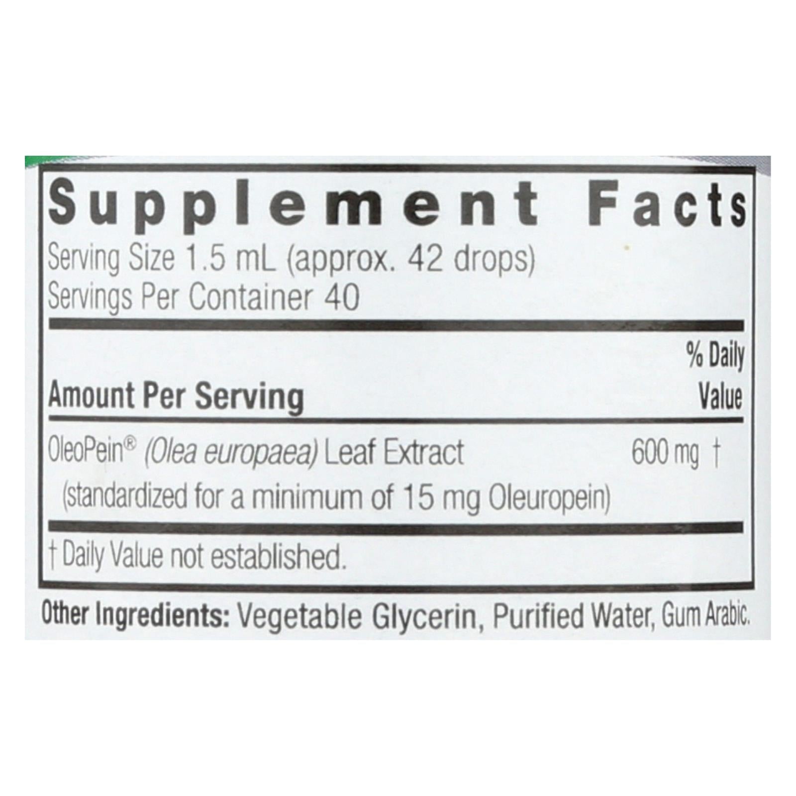 Nature's Answer High-Strength Oleopein Olive Leaf Extract Liquid Extract - Alcohol-Free - 2 Fl Oz
