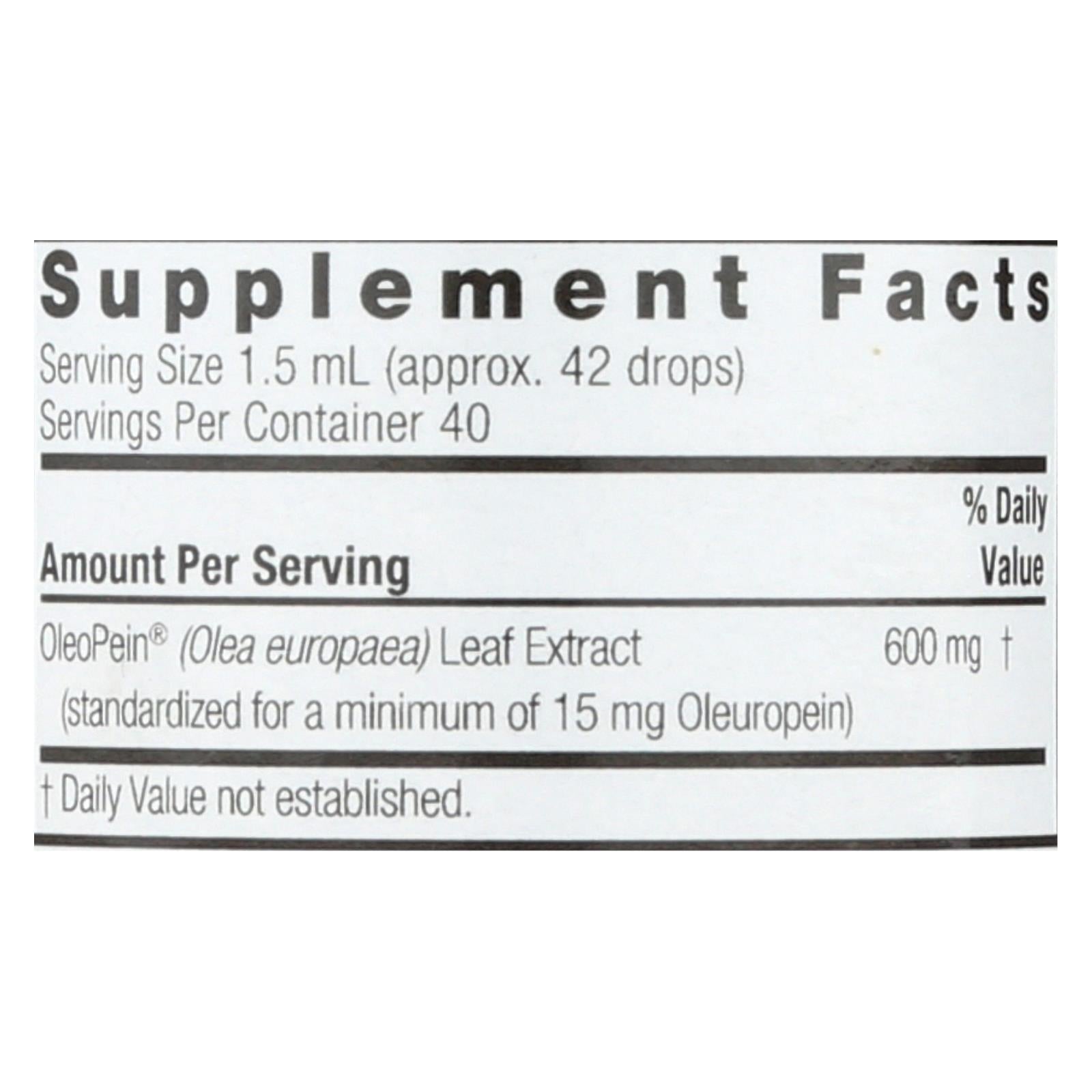 Nature's Answer High-Strength Oleopein Olive Leaf Extract Liquid Extract - Alcohol-Free - 2 Fl Oz