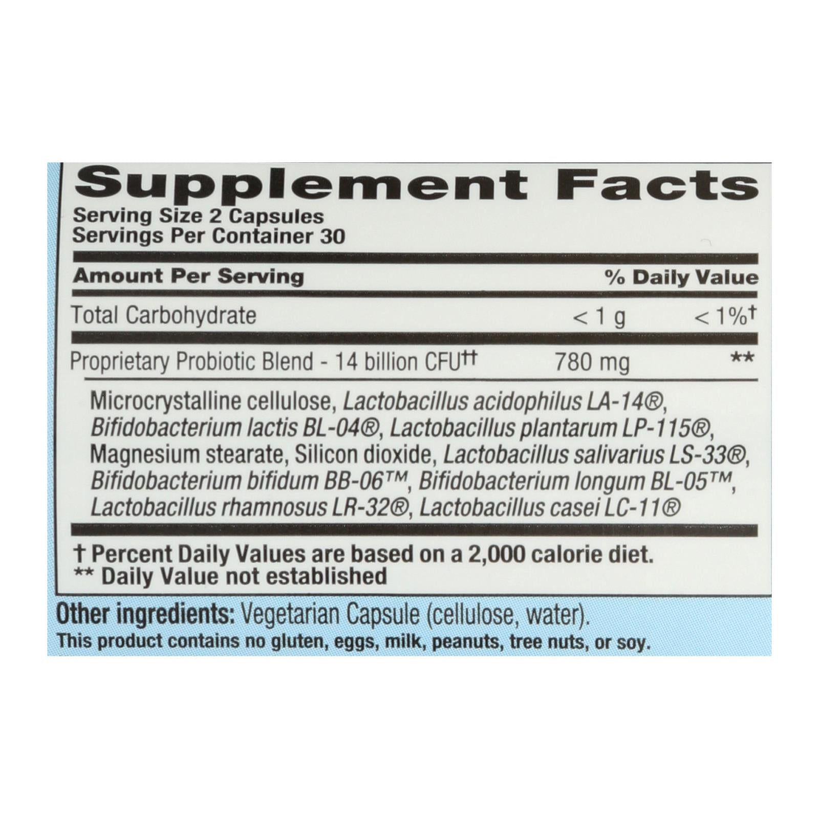 Nutrition Now PB8 Probiotic Acidophilus For Life - 500 mg, 60 Vegetarian Capsules