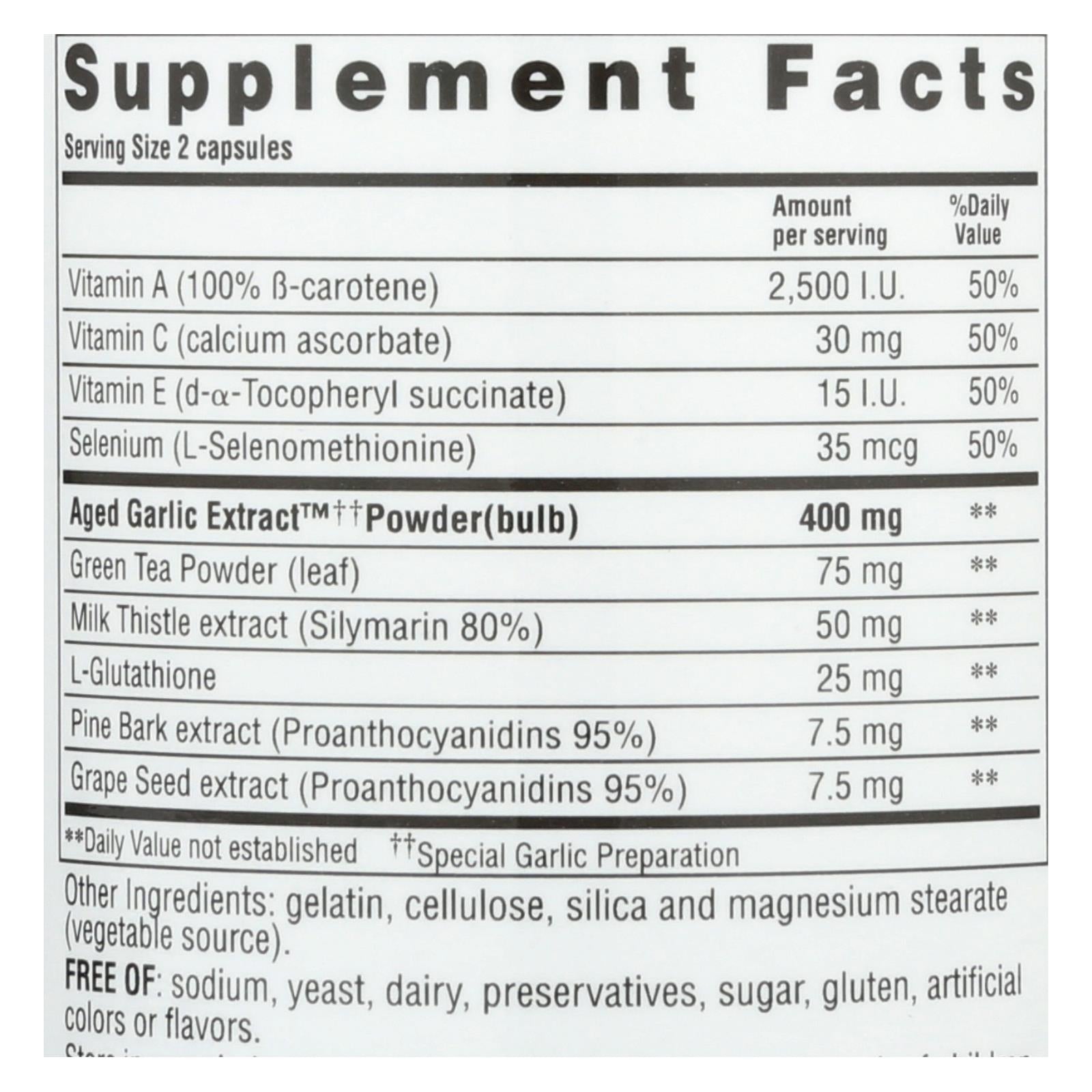 Kyolic Aged Garlic Extract Detox & Anti-Aging - 200 Capsules